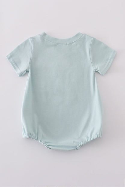 Mint Green Baby Boy Cross Romper – Short Sleeve Christian Bubble