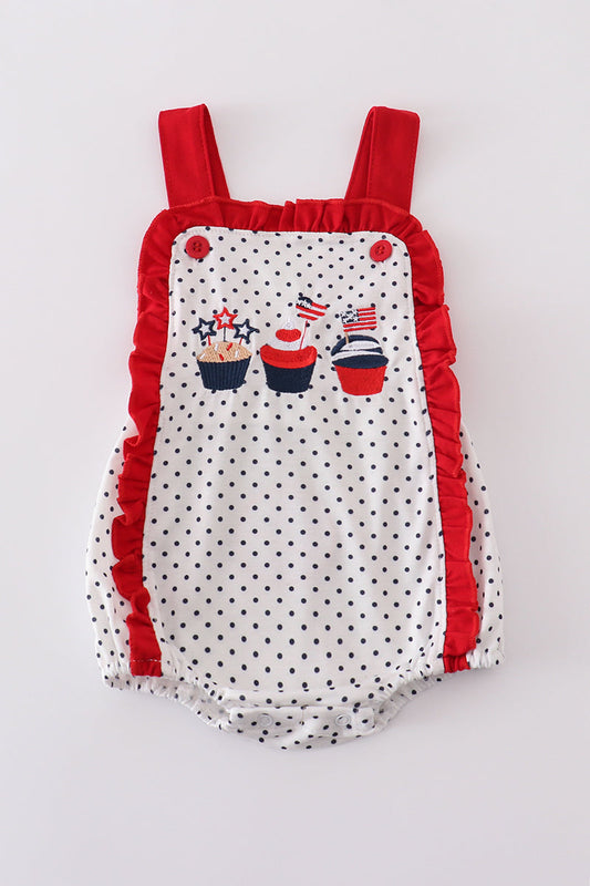 Cupcake Embroidered Ruffle Romper