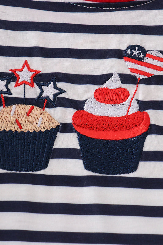 Boys’ Patriotic Cupcake Stripe Tee – Red, White & Blue