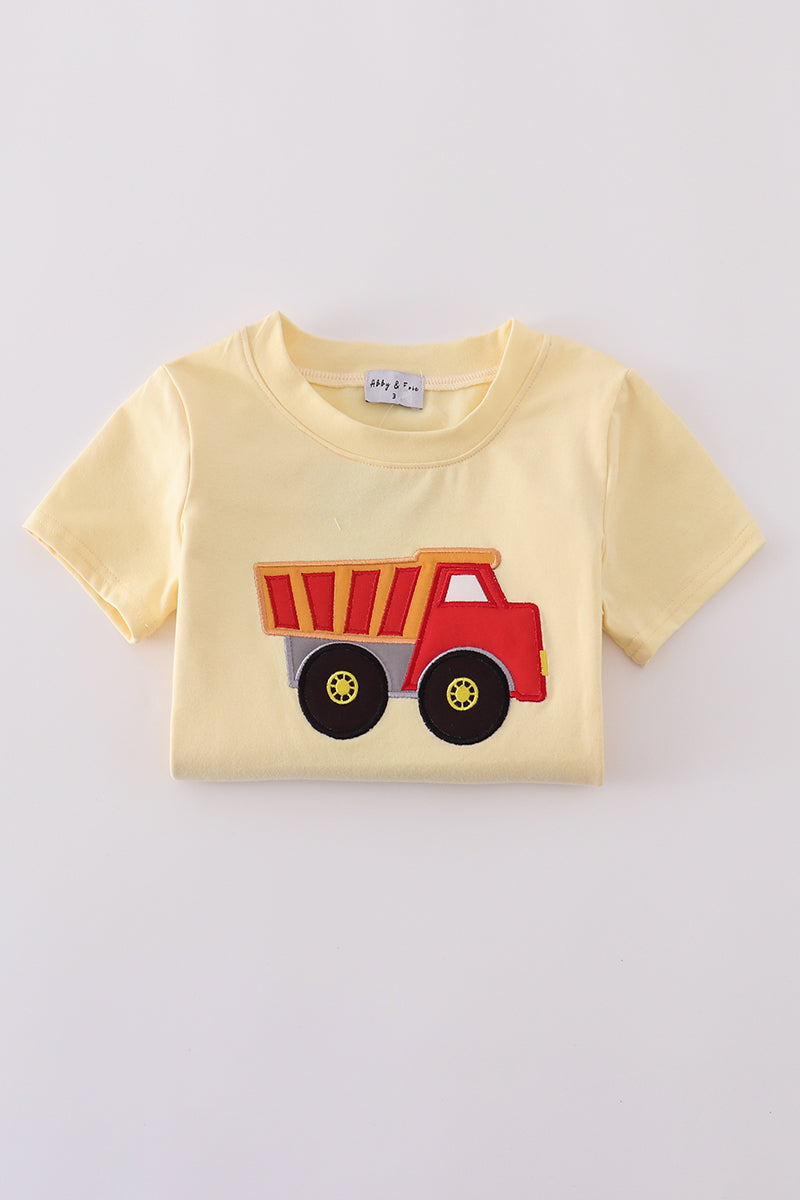 Dump Truck Appliqué T-Shirt – Yellow