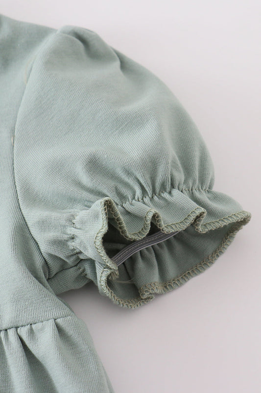 Soft Sage Ruffle Baby Romper