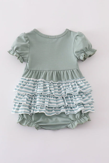 Soft Sage Ruffle Baby Romper