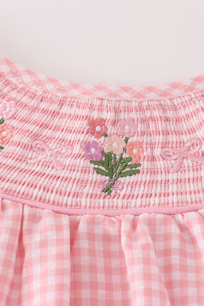 Pink Floral Smocked Bloomer Set