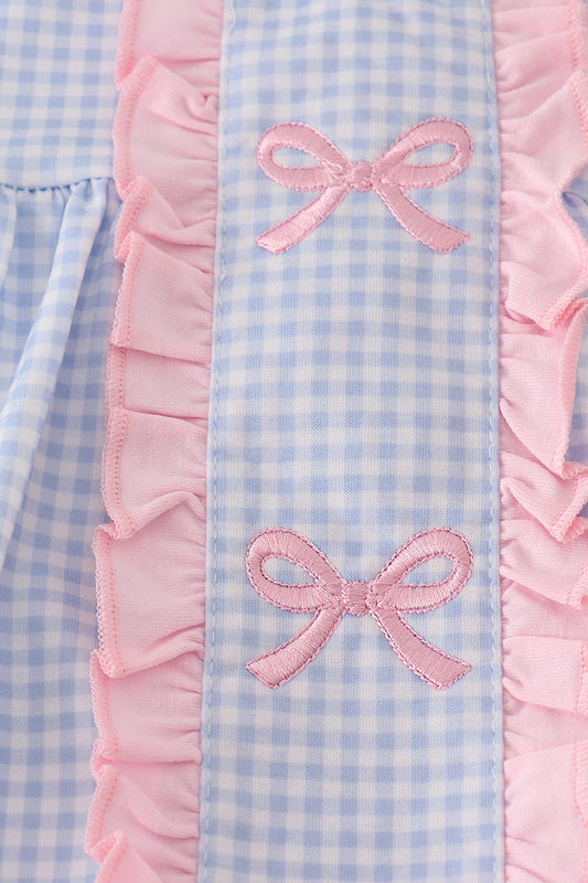 Blue Bow Gingham Bow Set