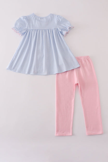 Blue Bow Gingham Bow Set