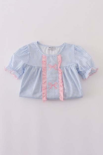 Blue Bow Gingham Bow Set