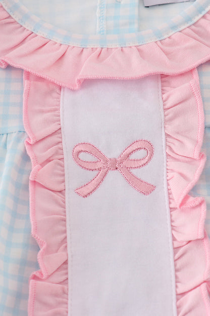 Blue Bow Embroidered Bubble