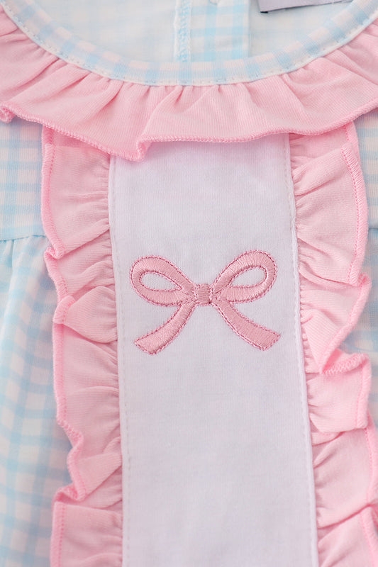 Blue Bow Embroidered Bubble