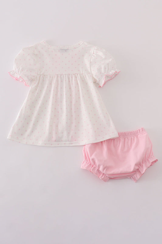Pink Polka Dot Bow Set