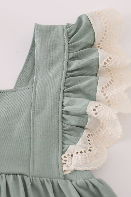 Sage Lace Ruffle Dress