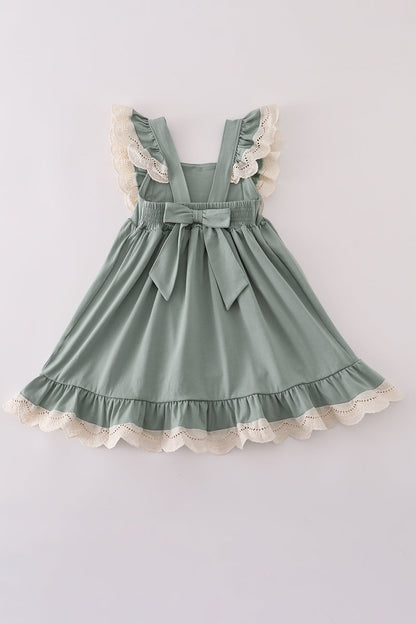 Sage Lace Ruffle Dress