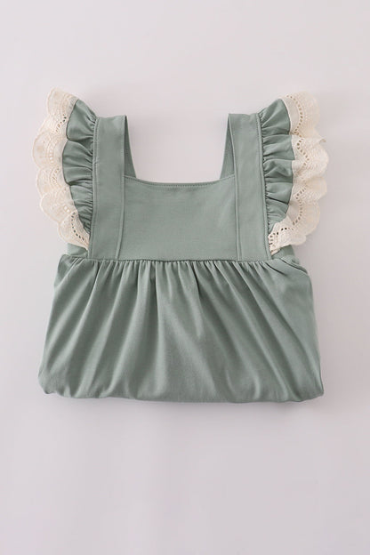 Sage Lace Ruffle Dress