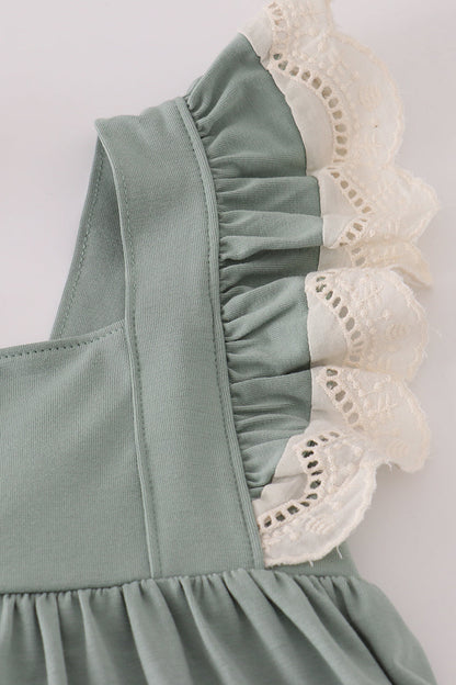 Sage Lace Ruffle Pant Set