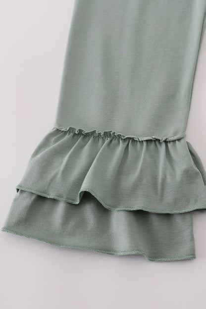 Sage Lace Ruffle Pant Set