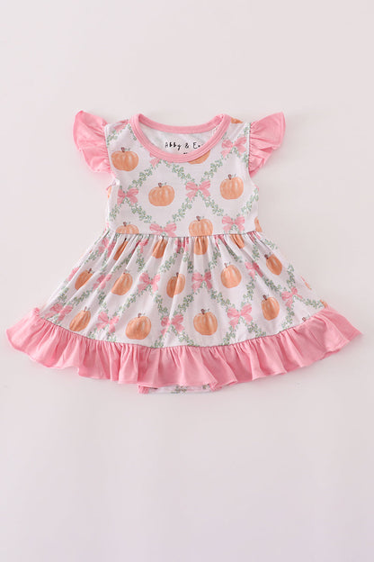 Bamboo Pumkin Ruffle Skirted Romper