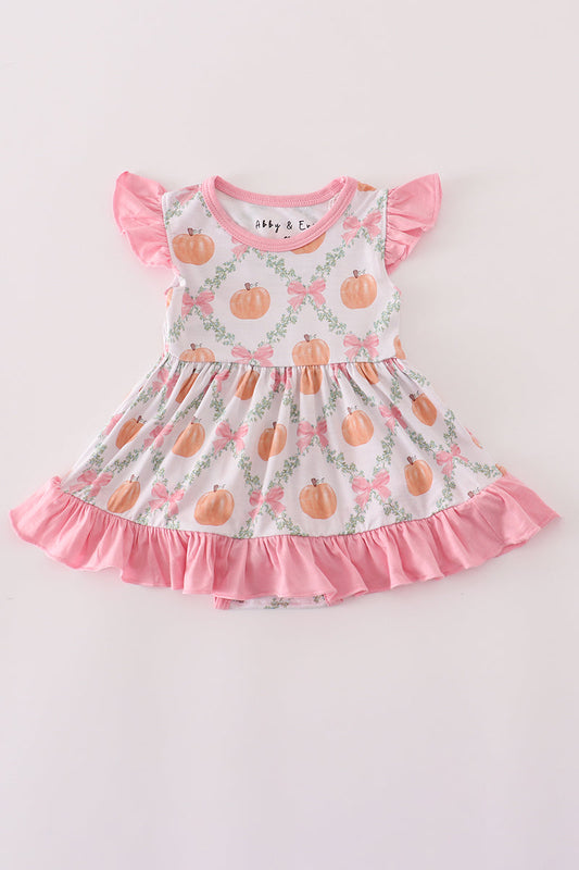 Bamboo Pumkin Ruffle Skirted Romper