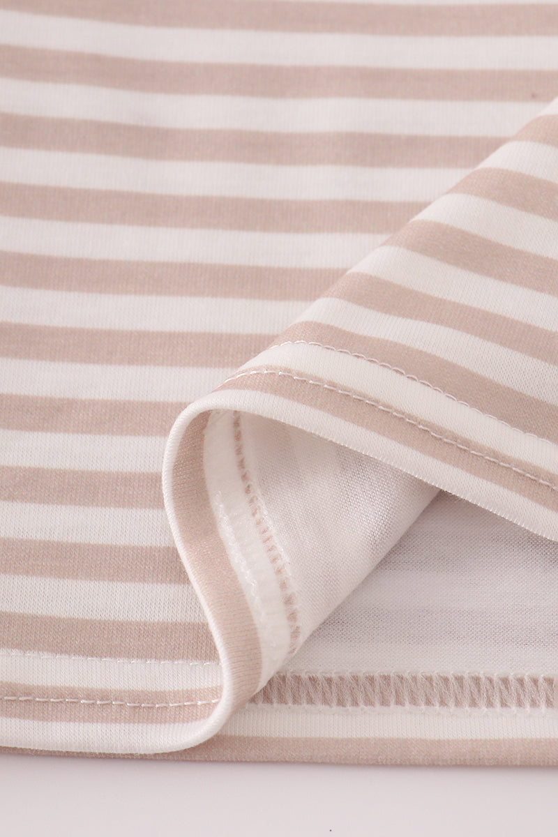 Beige Striped Duck Appliqué Long Sleeve Tee