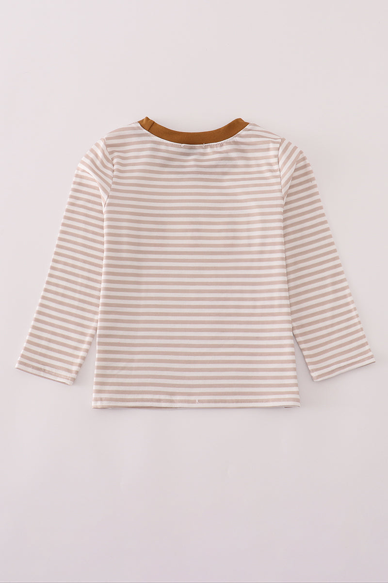 Beige Striped Duck Appliqué Long Sleeve Tee