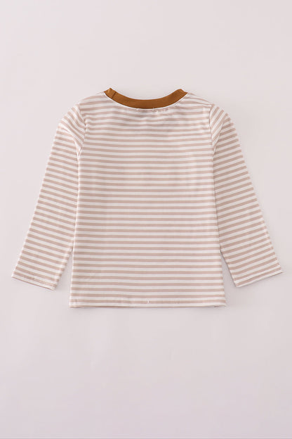 Beige Striped Duck Appliqué Long Sleeve Tee