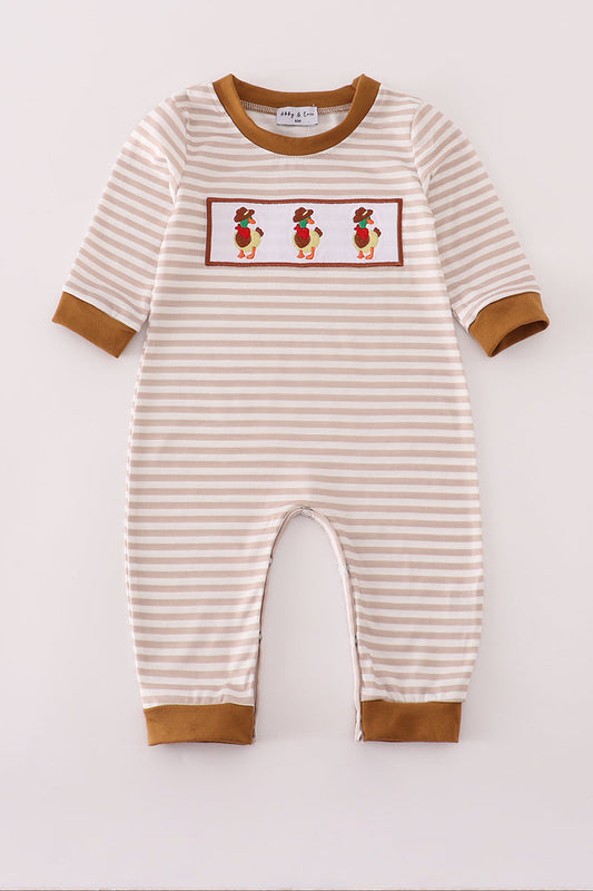 Striped Duck Embroidered Romper