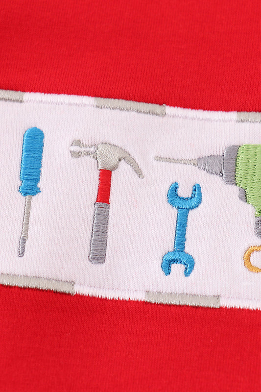 Red Long Sleeve Tool Applique Tee