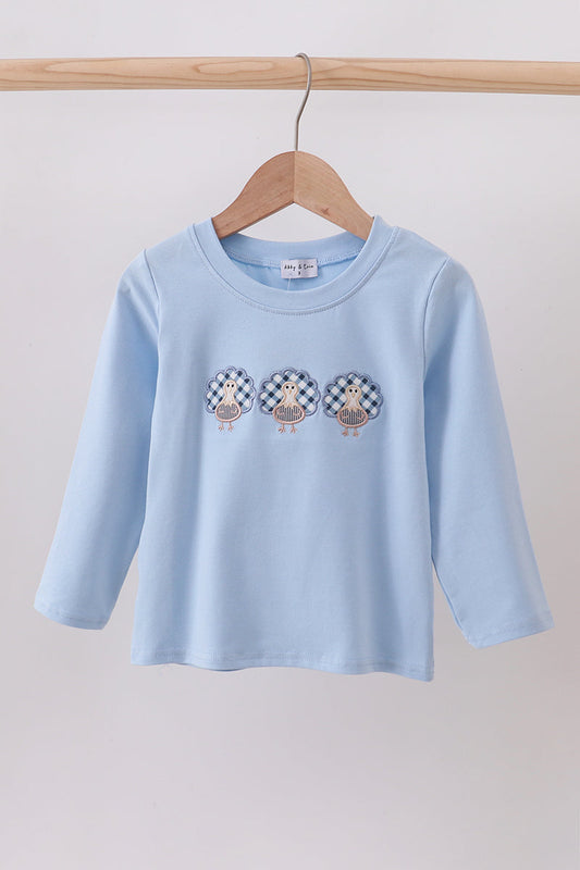 Blue Gingham Turkey Long Sleeve Shirt – Boys