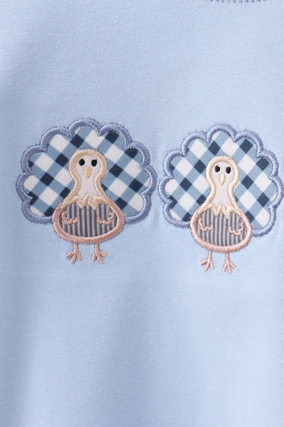 Blue Gingham Turkey Long Sleeve Shirt – Boys