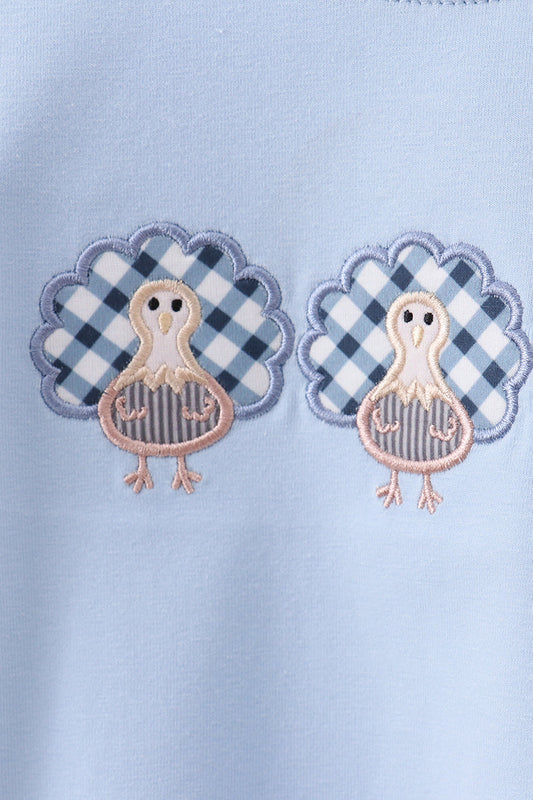 Blue Gingham Turkey Long Sleeve Shirt – Boys