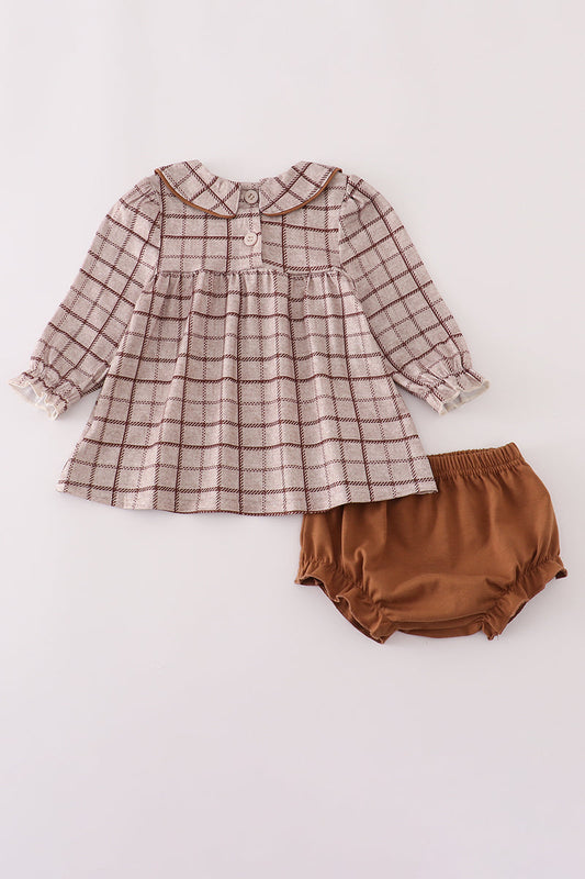 Peter Pan Collar Plaid Bloomer Set