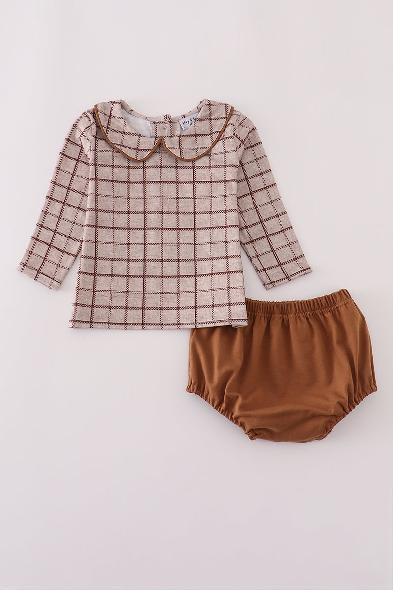Collared Plaid Bloomer Set