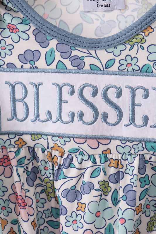 Blue Floral Blessed Gown