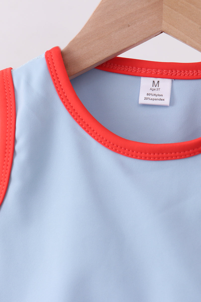 Blue Scalloped Skort Set