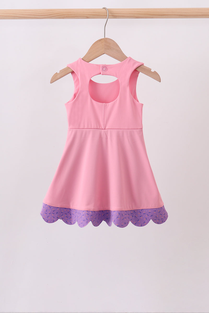 Scalloped Bow Active Dress - Pink & Purple