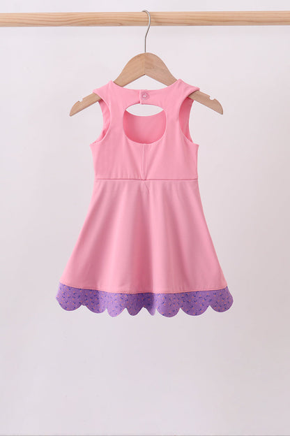 Scalloped Bow Active Dress - Pink & Purple