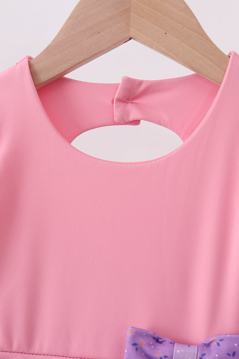 Scalloped Bow Active Dress - Pink & Purple