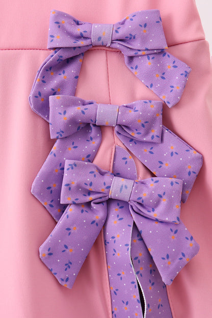 Scalloped Bow Active Dress - Pink & Purple