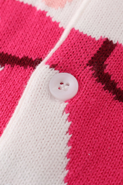 Girls’ White Knit Cardigan with Colorful Bow Design