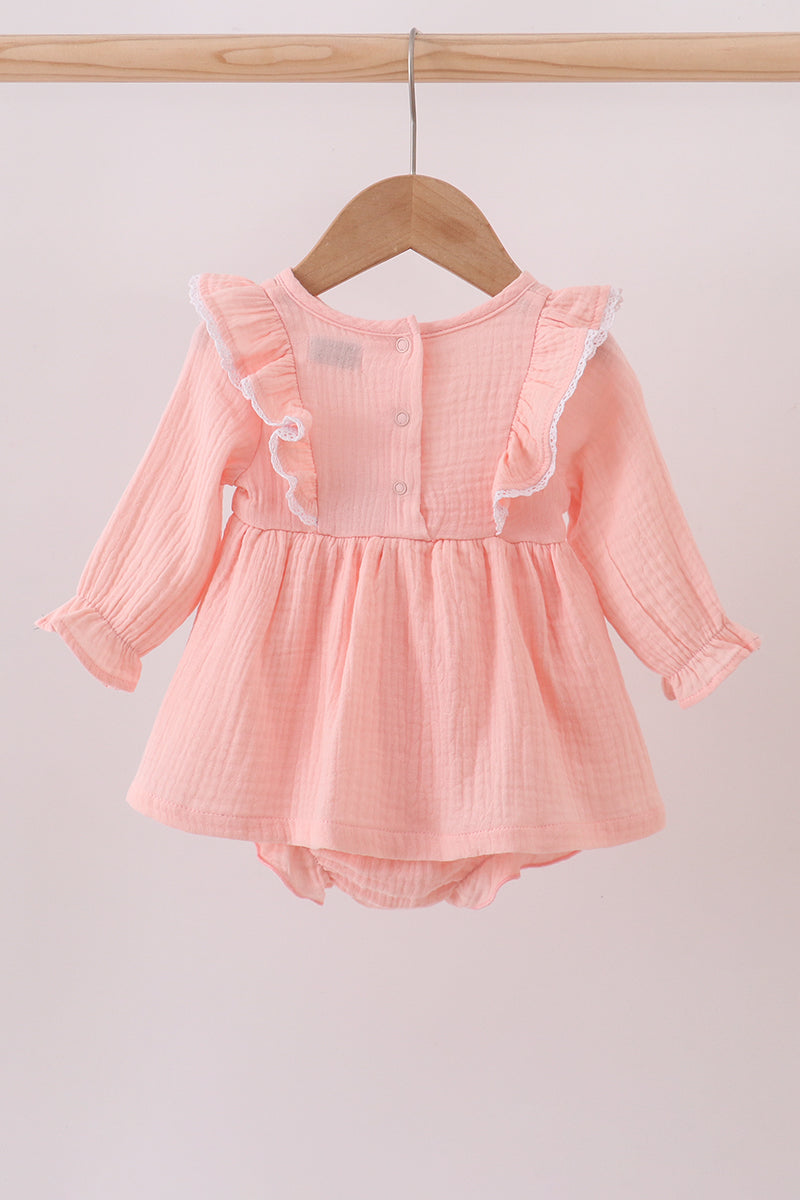 Ruffle Bubble Romper – Soft Pink