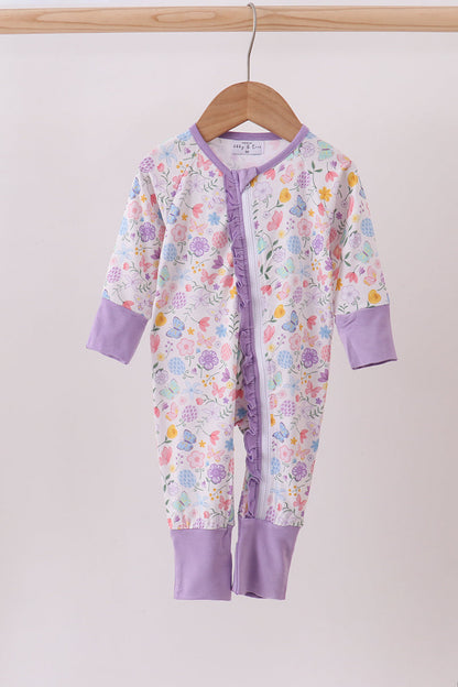 Purple Garden Baby Zip Romper