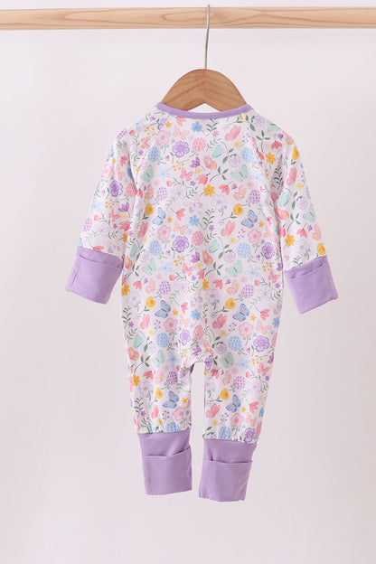 Purple Garden Baby Zip Romper
