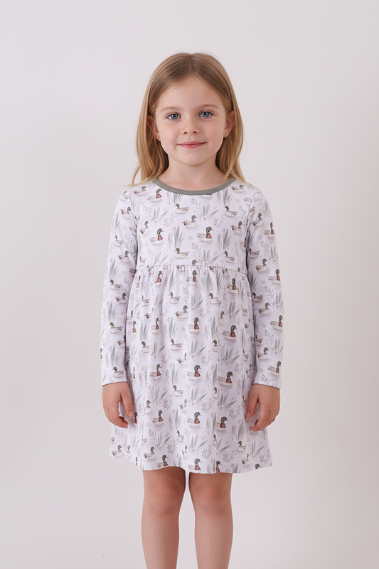 Little Duckie Long Sleeve Twirl Dress