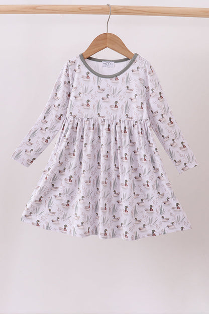 Little Duckie Long Sleeve Twirl Dress