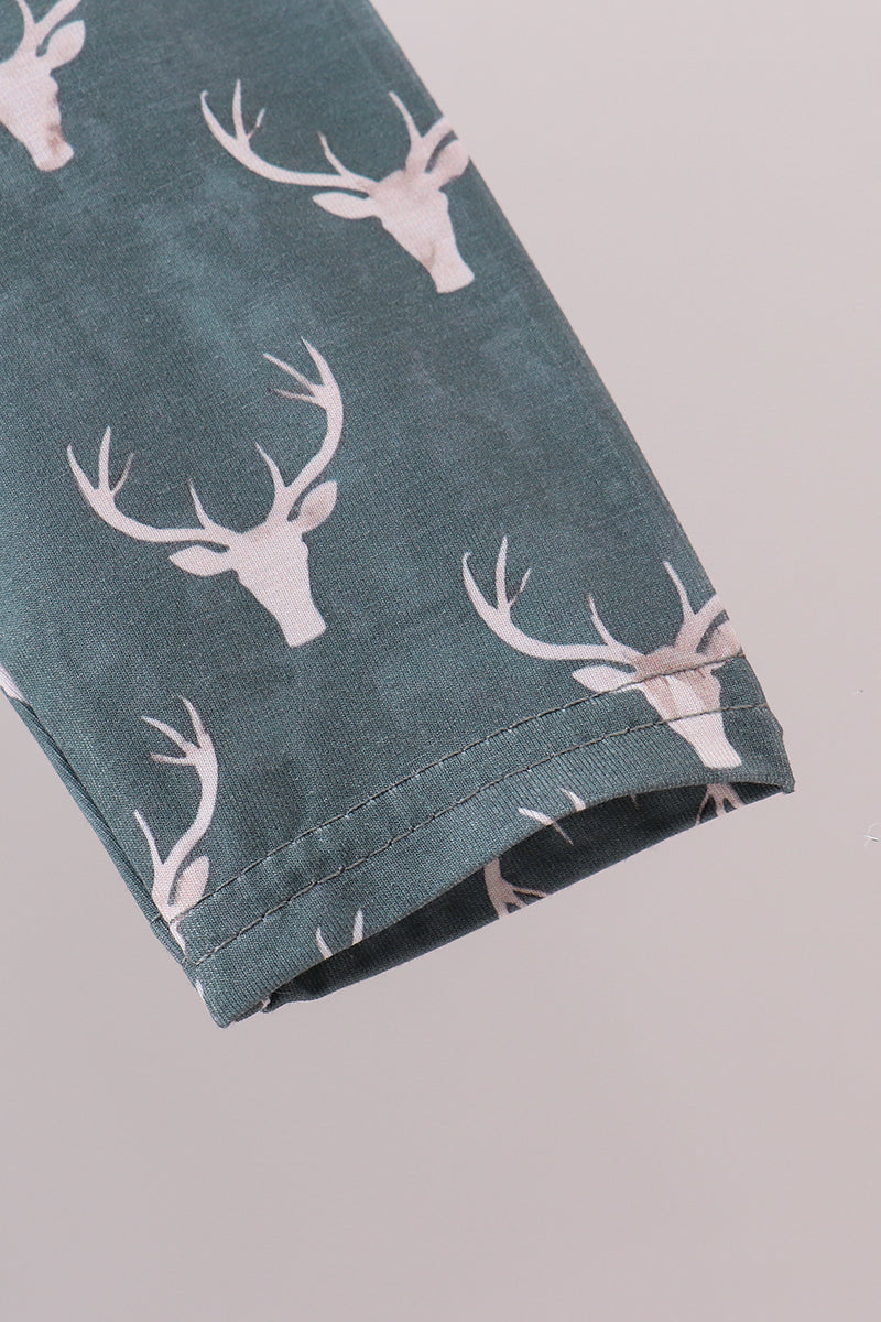 Forest Green Deer Print Twirl Dress