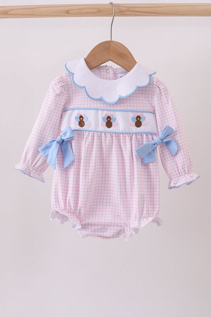 Pastel Turkey Smocked Bubble Romper