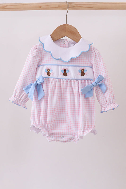 Pastel Turkey Smocked Bubble Romper