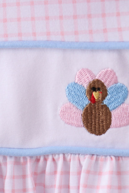 Pink Gingham Tunic & Mint Legging Set – Smocked Floral Detail