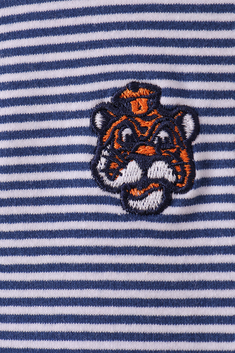 Striped Tiger Embroidered Dress