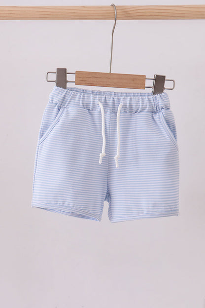Premium Blue & White Stripe Drawstring Shorts