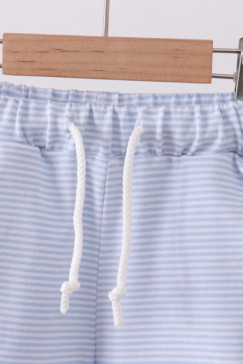 Premium Blue & White Stripe Drawstring Shorts