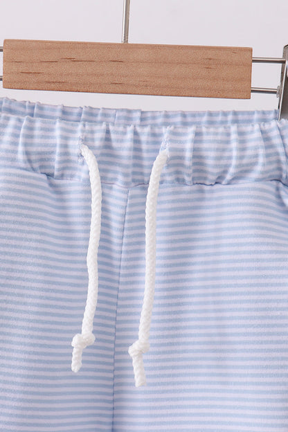 Premium Blue & White Stripe Drawstring Shorts